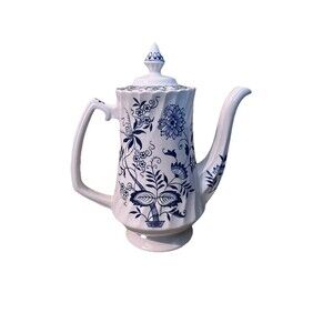Old Staffordshire Ironstone Blue Fjord Woods & Sons England Teapot Coffee Blue